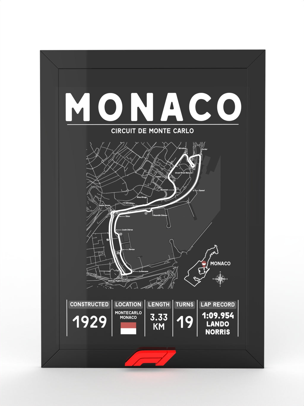 3D POSTER CIRCUITO MONACO , FORMULA 1 RACER