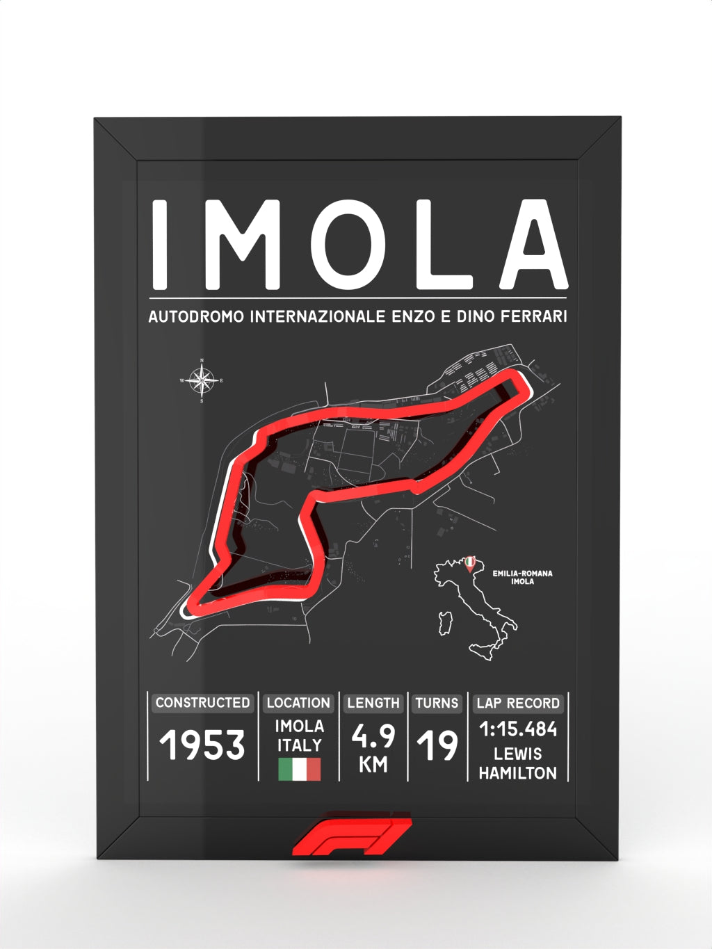 3D POSTER CIRCUITO IMOLA , FORMULA 1 RACER