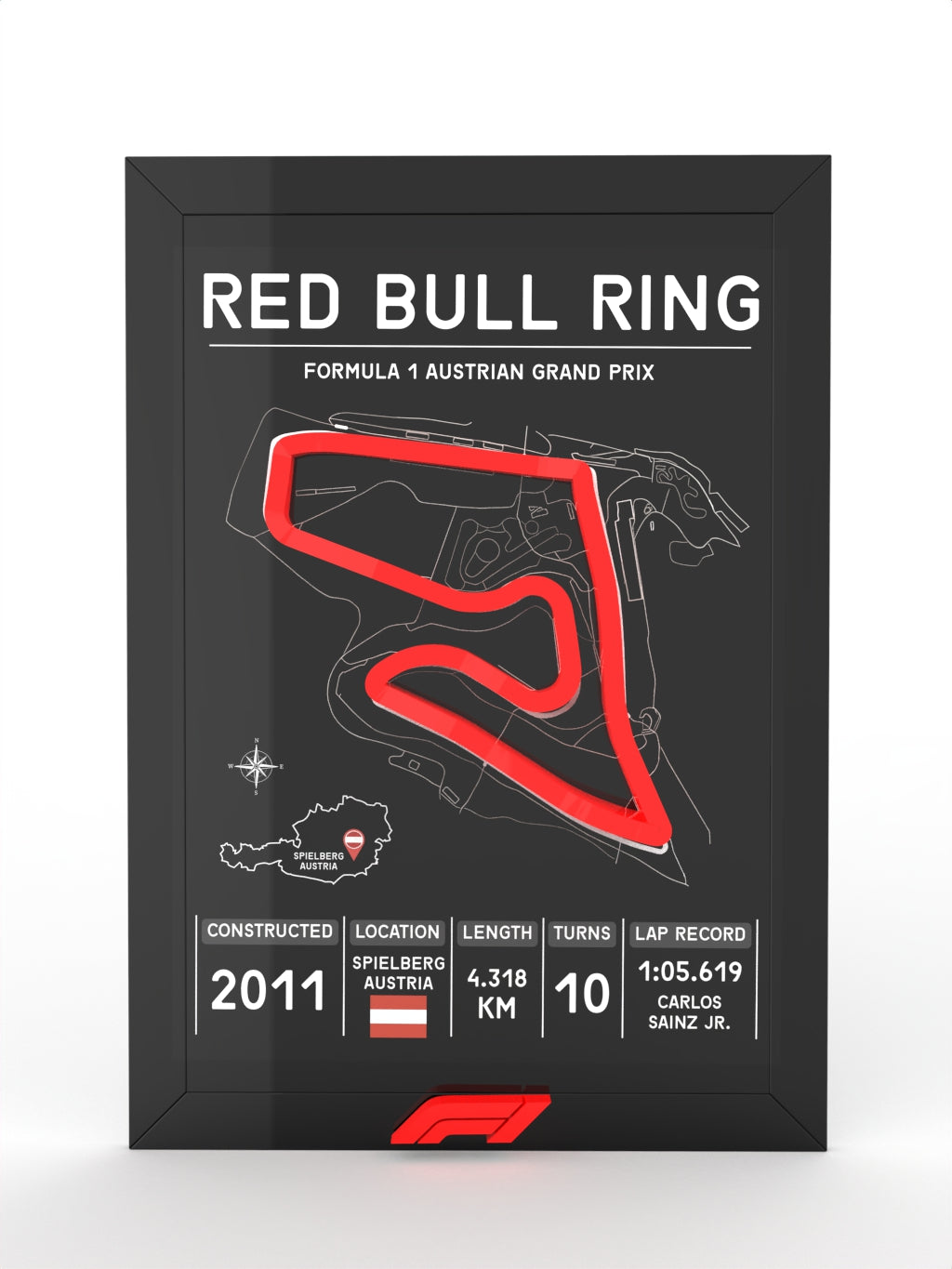 3D POSTER CIRCUITO RED BULL RING (AUSTRIA) , FORMULA 1 RACER