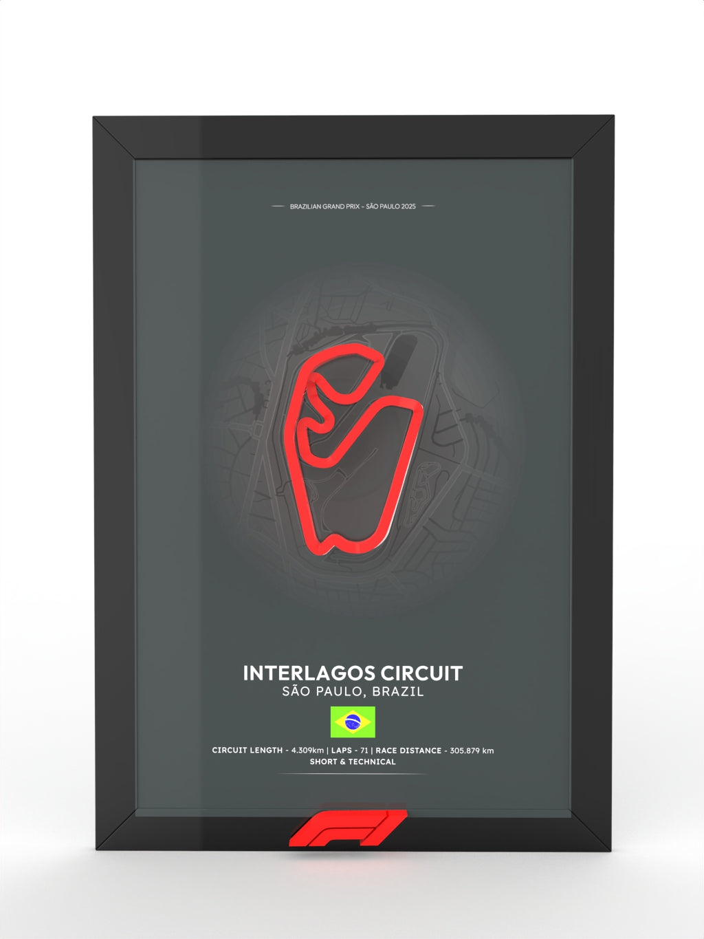 3D POSTER CIRCUITO INTERLAGOS (BRASIL) , FORMULA 1 RACER