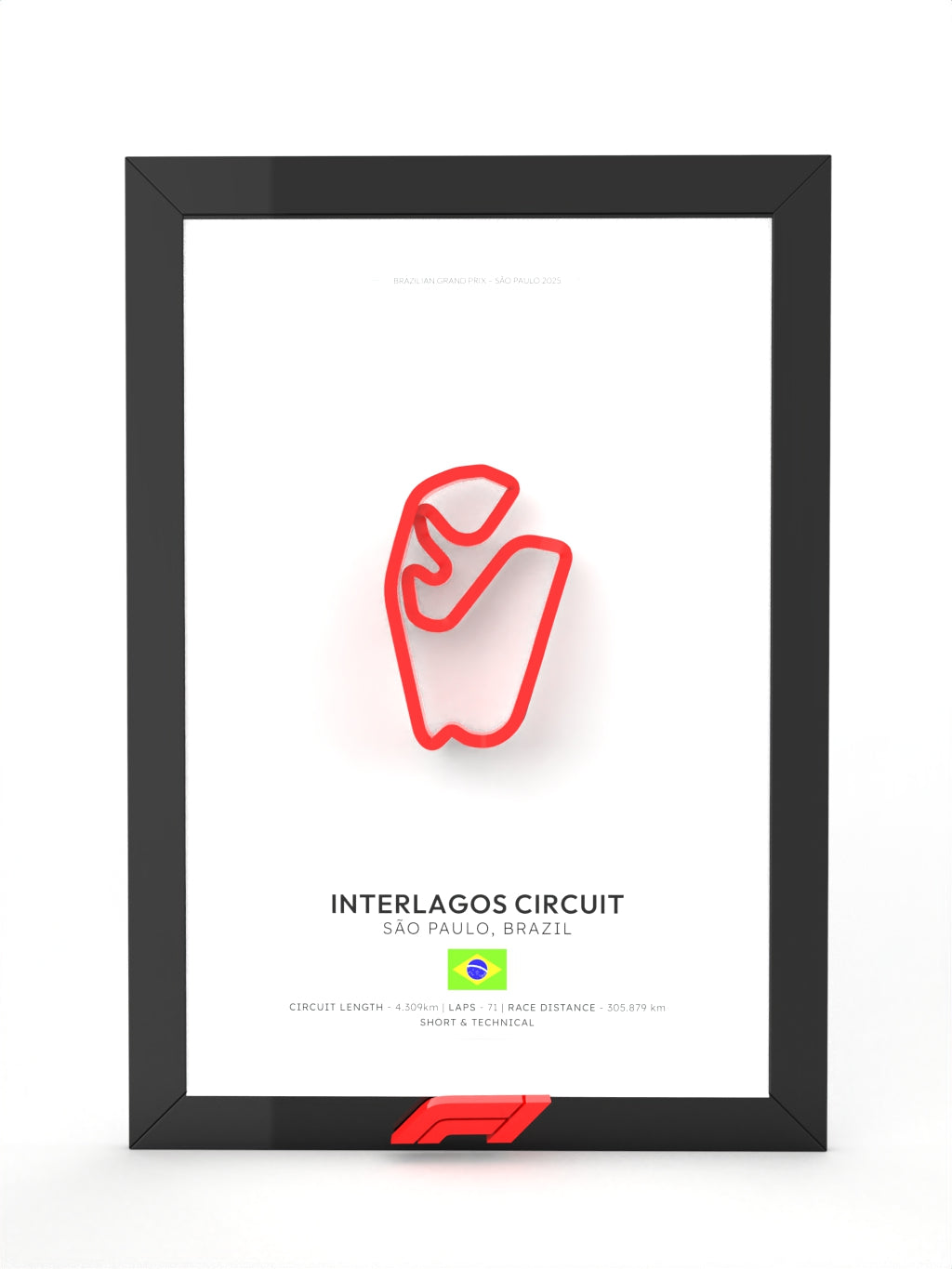 3D POSTER CIRCUITO INTERLAGOS (BRASIL) , FORMULA 1 RACER