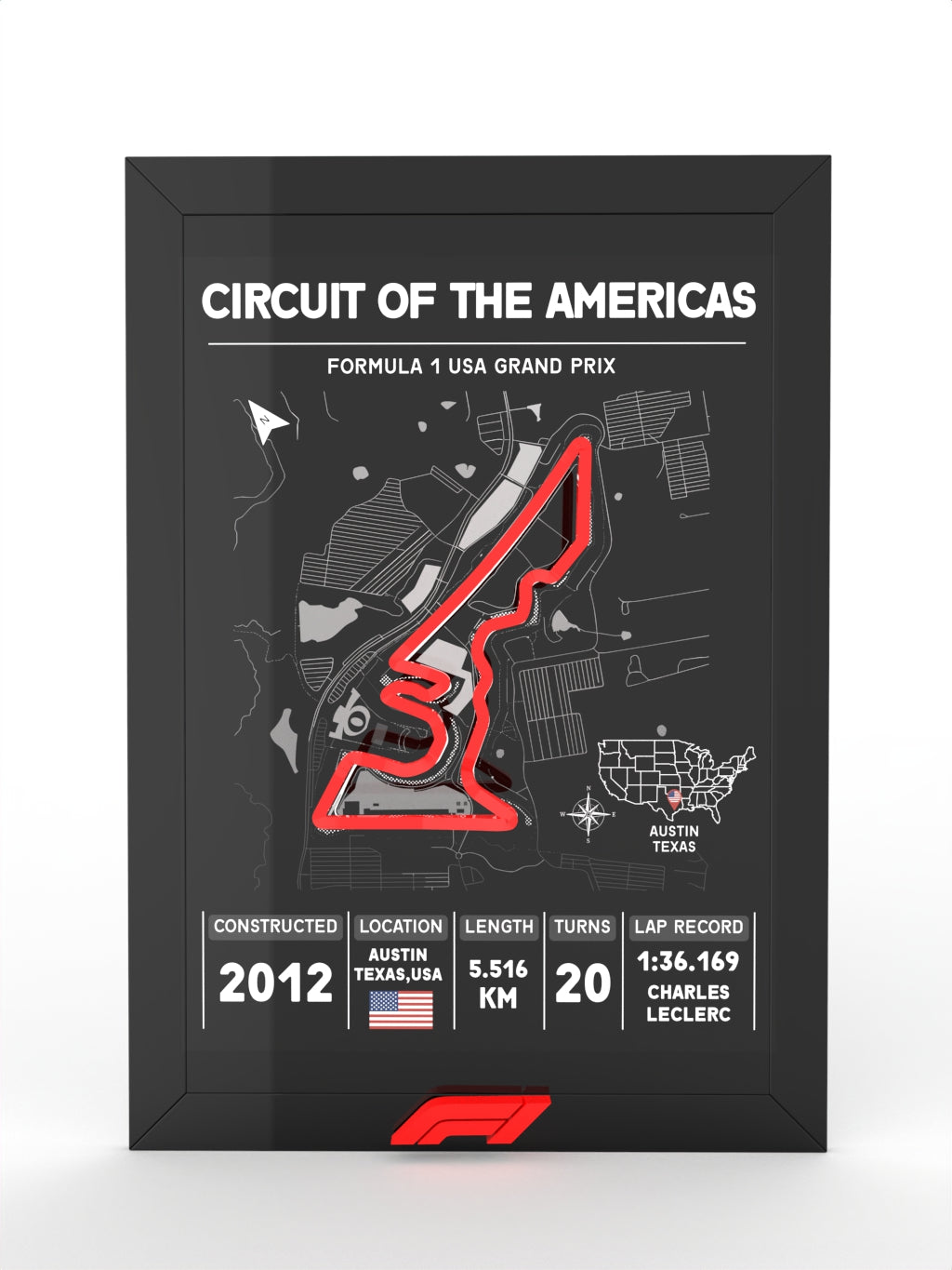 3D POSTER CIRCUITO DE LAS AMERICAS (EEUU) , FORMULA 1 RACER
